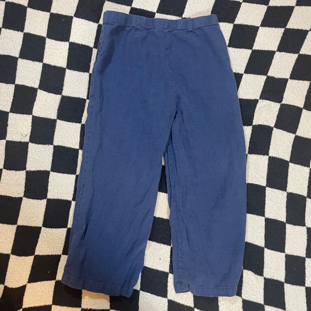 j jill blue linen cropped wide leg pants size small - Picture 5 of 5